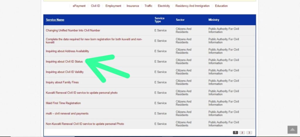 e.gov.kw civil id status steps