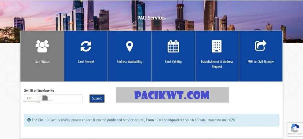 paci civil id status kuwait mobile id check