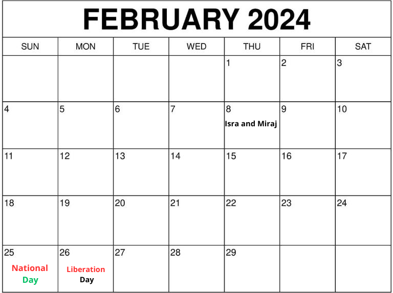 hala february 2024 holidays calendar 