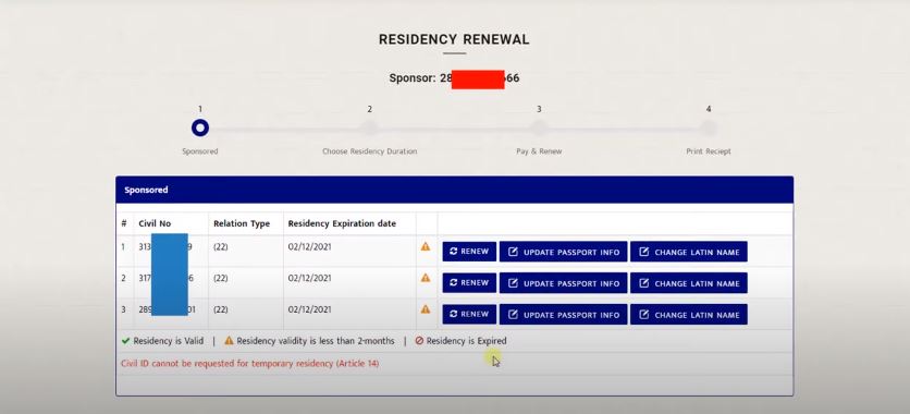kuwait dependent visa renewal online via sahel and moi portal