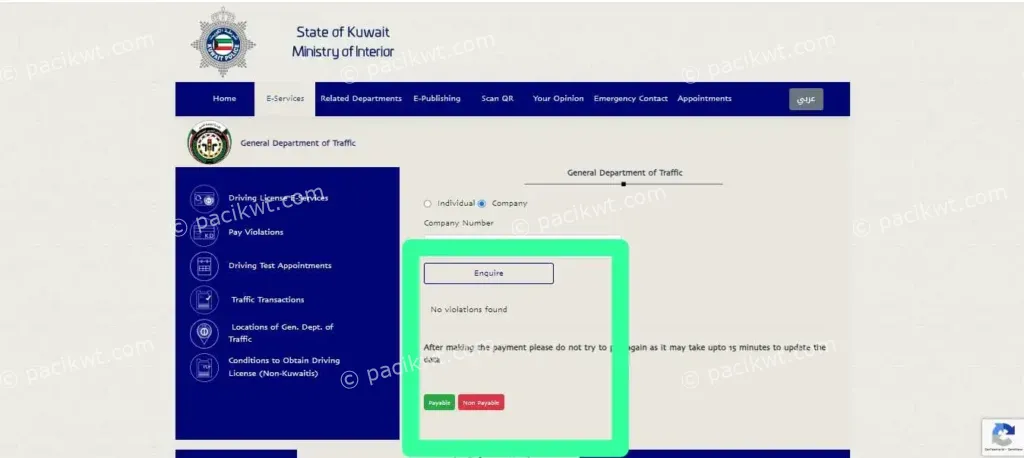 kuwait traffic violation points check & pay 2024 steps