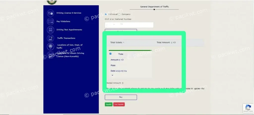 kuwait traffic violation points check & pay 2024 steps