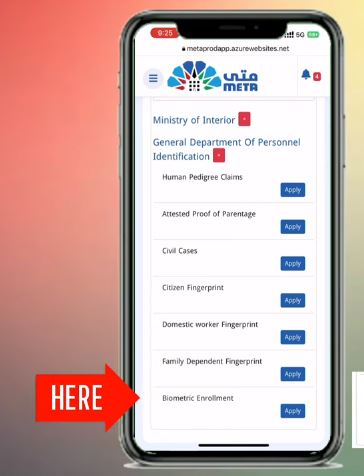 kuwait biometric enrollment booking via meta, sahel & moi portal