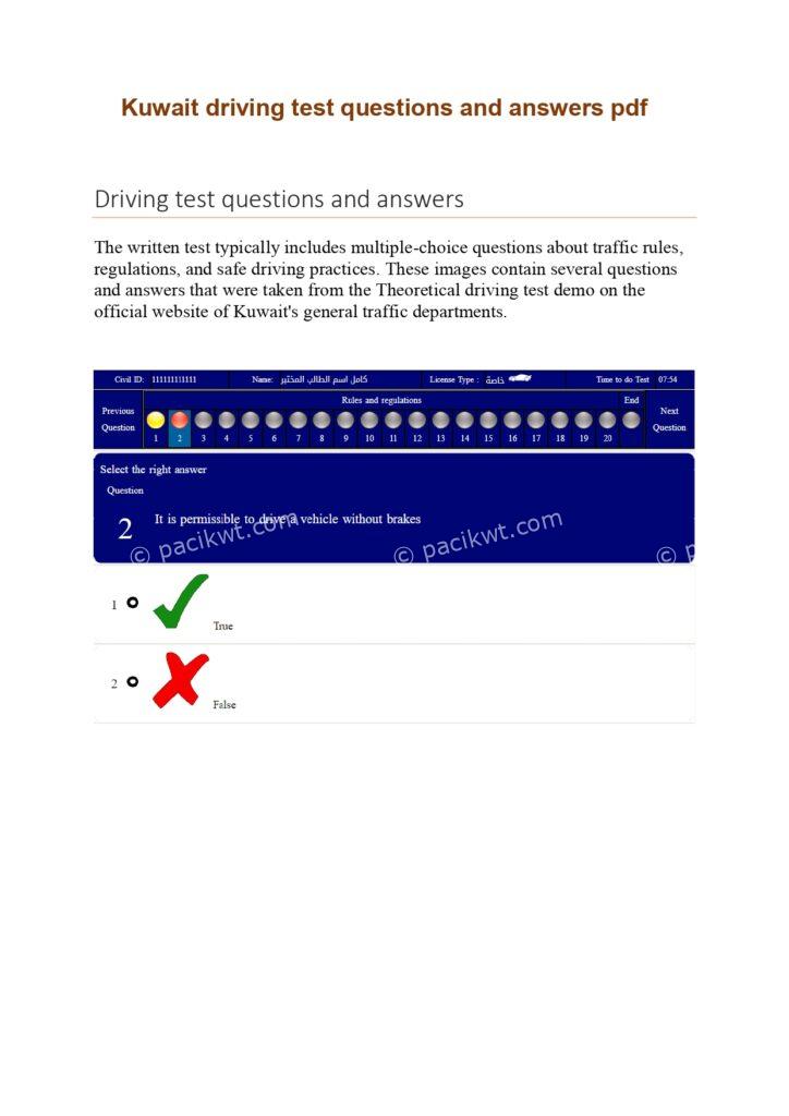 driving licence test questions and answer pdf
