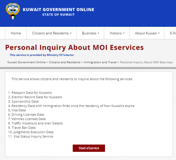 moi travel ban check online in kuwait  